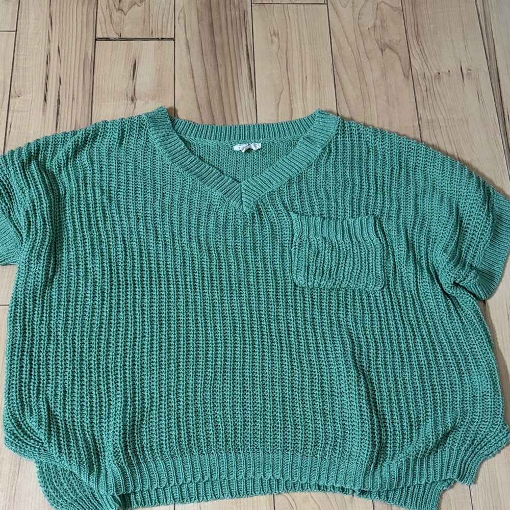 BiBi Teal V-Neck Knit Sweater